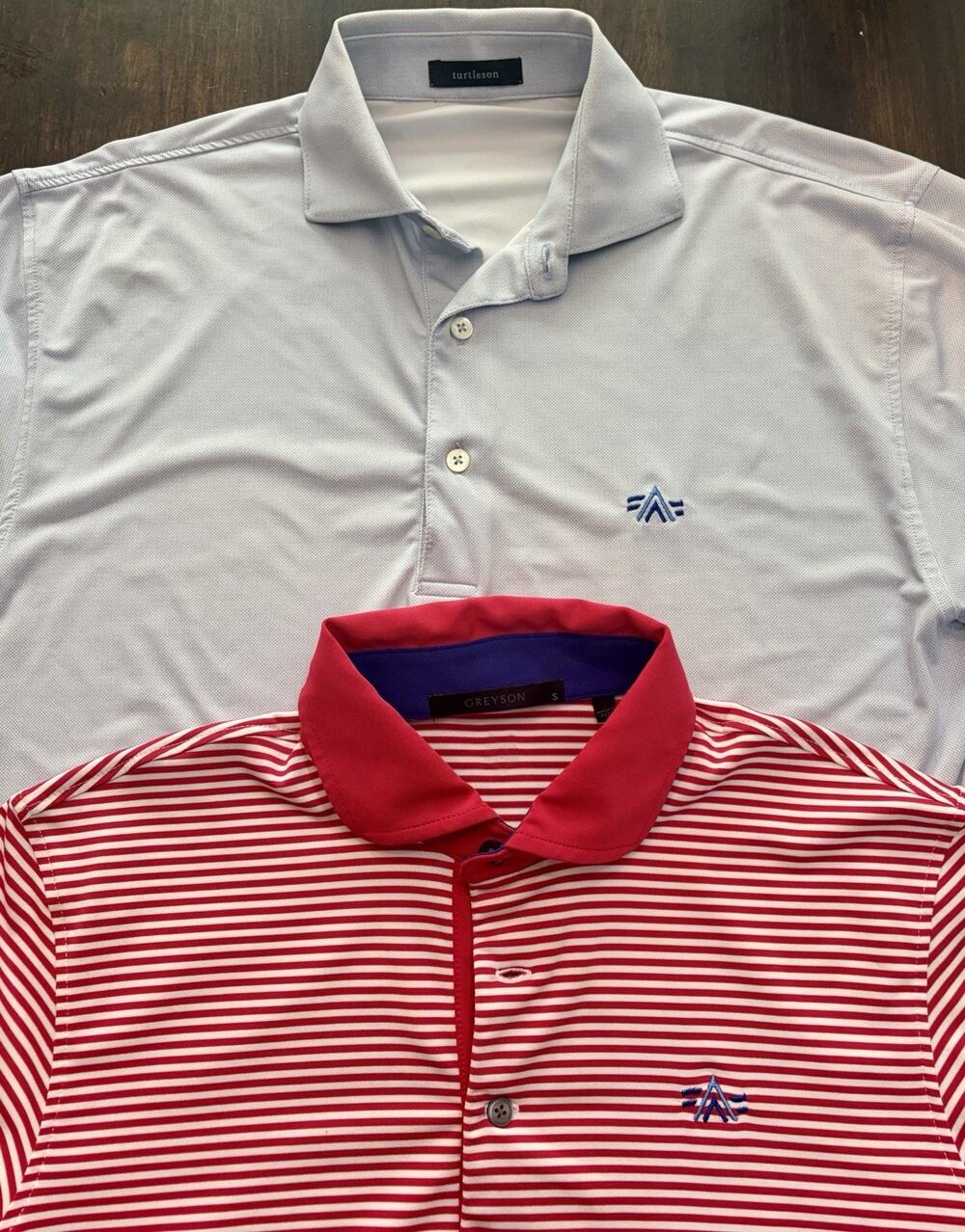 (2) Men's Congaree Golf Club Large Polo Greyson & Turtleson Size Small Perfect